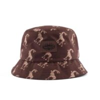 Aung Crown casual bucket hat marron avec patch en cuir KN2102221