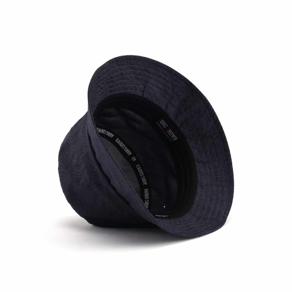 Aung Crown dark grey bucket hat with an inner label and taping SFG-210421-7 Aung Crown dark grey bucket hat with an inner label and taping SFG-210421-7