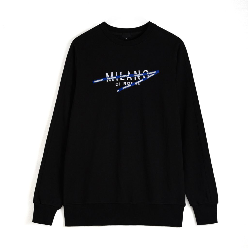 100% Cotton Crewneck Sweatshirt Black SFZ-210518-2 - Aungcrown.com