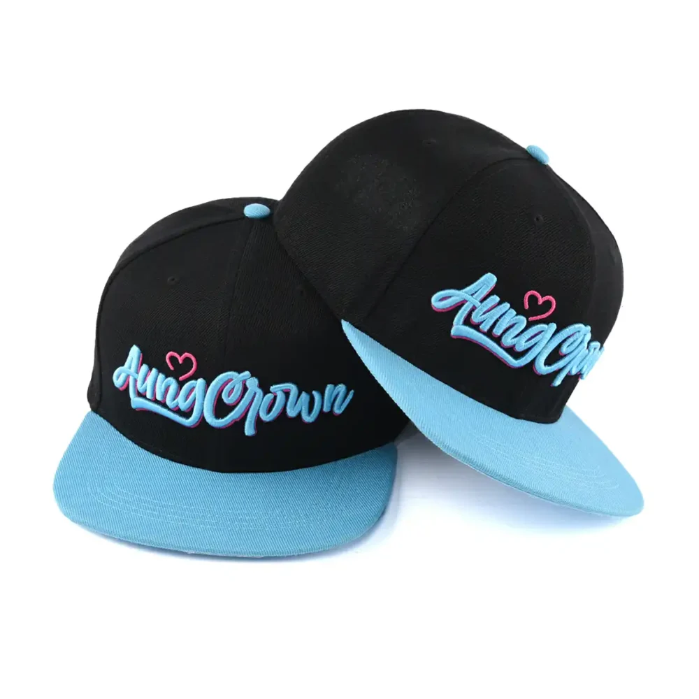 Aung-Crown-6-panel-blue-black-snapback-cap-SFG-220402-1 Aung-Crown-6-panel-blue-black-snapback-cap-SFG-220402-1