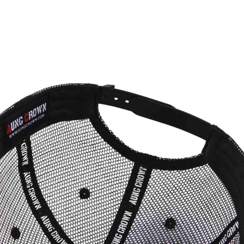 Aung-Crown-black-trucker-hat-with-a-black-plastic-snap-closure-KN2101281 Aung-Crown-black-trucker-hat-with-a-black-plastic-snap-closure-KN2101281
