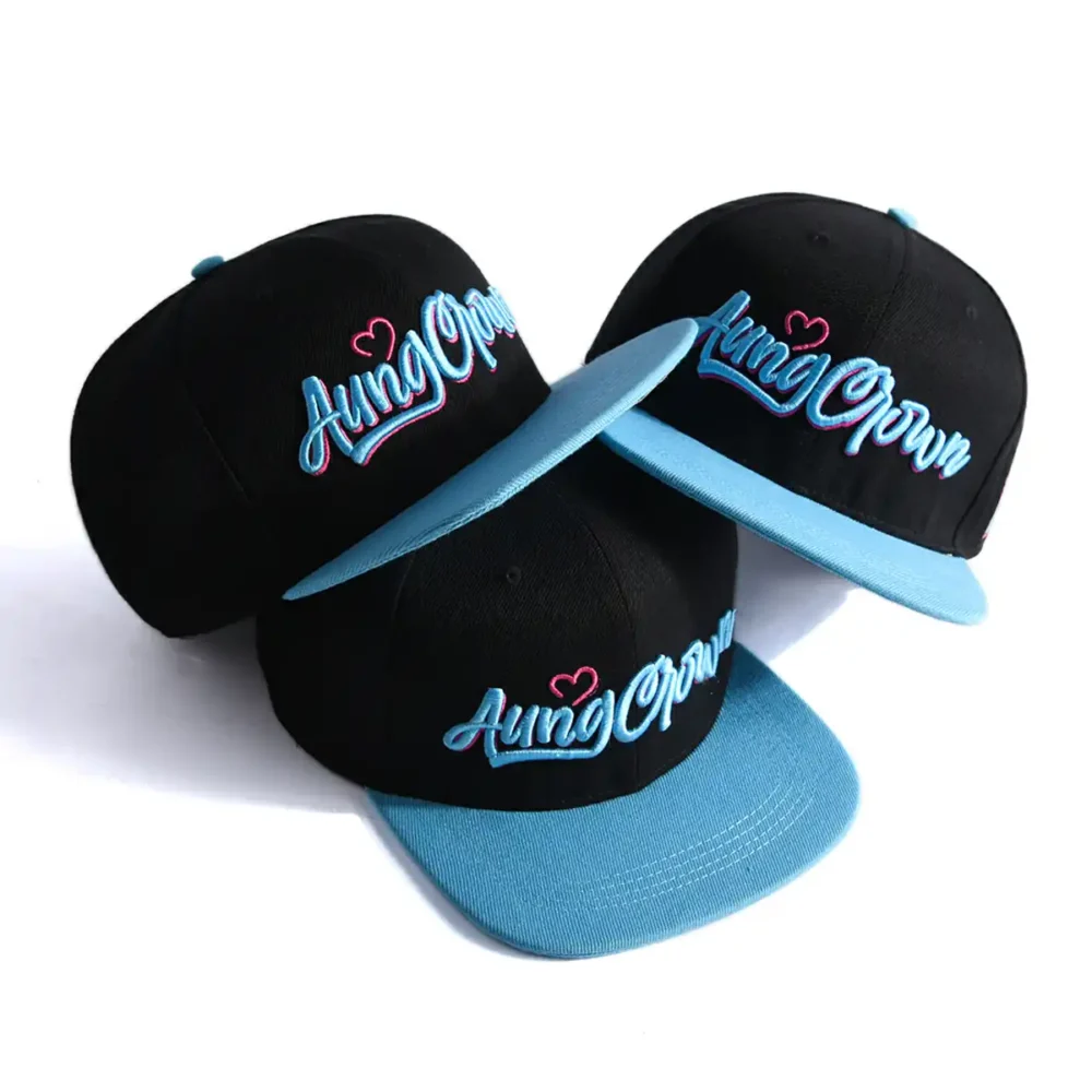 Aung-Crown-blue-black-snapback-cap-with-a-blue-flat-brim-SFG-220402-1 Aung-Crown-blue-black-snapback-cap-with-a-blue-flat-brim-SFG-220402-1