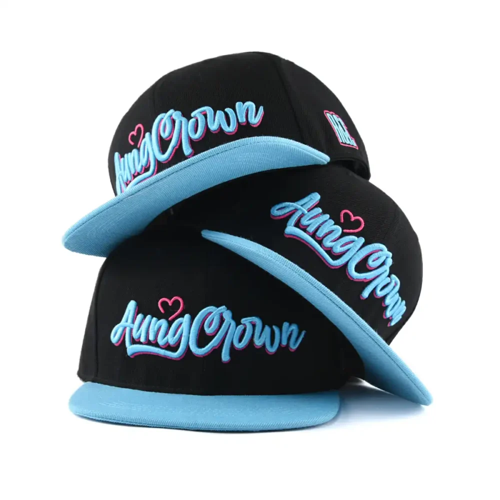 Aung-Crown-Lässig-Patchwork-Blau-Schwarzes-Snapback-Cap-für-Frauen-und-Männer-SFG-220402-1 Aung-Crown-Lässig-Patchwork-Blau-Schwarzes-Snapback-Cap-für-Frauen-und-Männer-SFG-220402-1