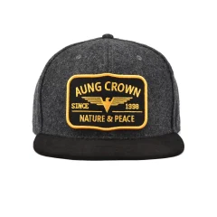 Aung-Crown-casual-plain-black-snapback-hat-ACNA2011126