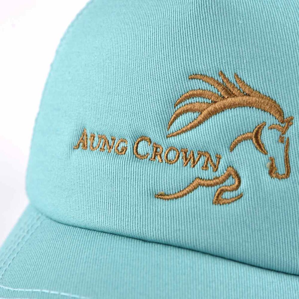Aung-Crown-casual-popular-trucker-hat-with-a-flat-mebroidery-logo-letters-and-horse-at-the-front-KN2012073 Aung-Crown-casual-popular-trucker-hat-with-a-flat-mebroidery-logo-letters-and-horse-at-the-front-KN2012073