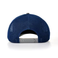 Aung-Crown-sombrero de béisbol de camionero con cierre de plástico gris y espalda de malla azul-SFA-210415-2
