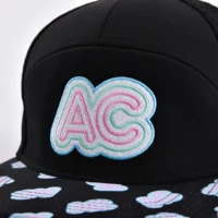 Aung-Crown-Sombrero de camionero de ala plana con bordado plano y letras en el panel frontal-KN2102073