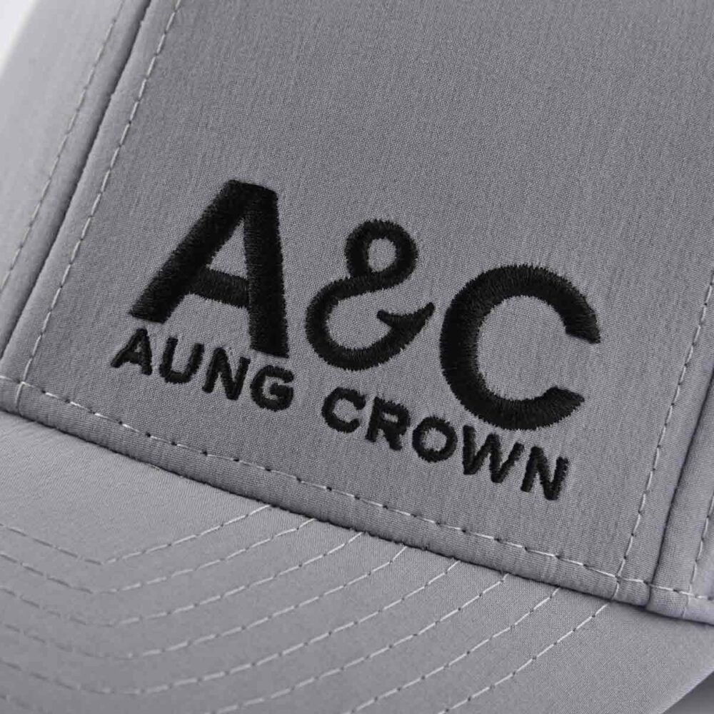 Aung-Crown-gray-custom-embroidered-trucker-hat-with-flat-embroidery-letters-on-the-front-KN2012181 Aung-Crown-gray-custom-embroidered-trucker-hat-with-flat-embroidery-letters-on-the-front-KN2012181