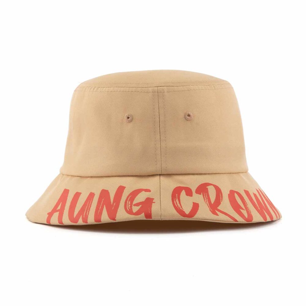 Aung-Crown-khaki-imprimible-sombrero-de-cubo-con-letras-serigrafiadas-SFG-210324-1 Aung-Crown-khaki-imprimible-sombrero-de-cubo-con-letras-serigrafiadas-SFG-210324-1