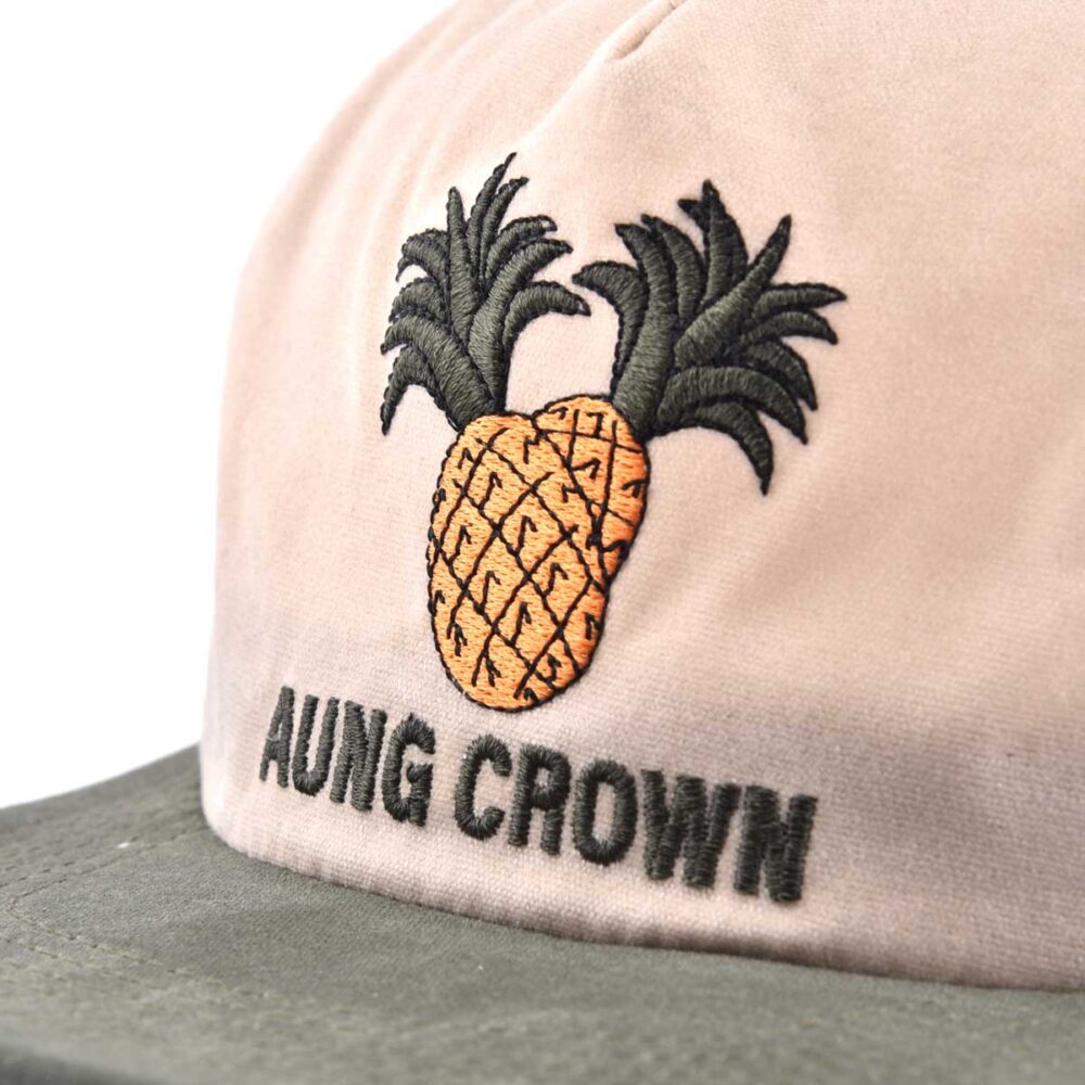 Aung-Crown-khaki-cappello con ricamo piatto-lettere-e-un-ananas-sul-pannello-frontale-KN2103013 Aung-Crown-khaki-cappello con ricamo piatto-lettere-e-un-ananas-sul-pannello-frontale-KN2103013