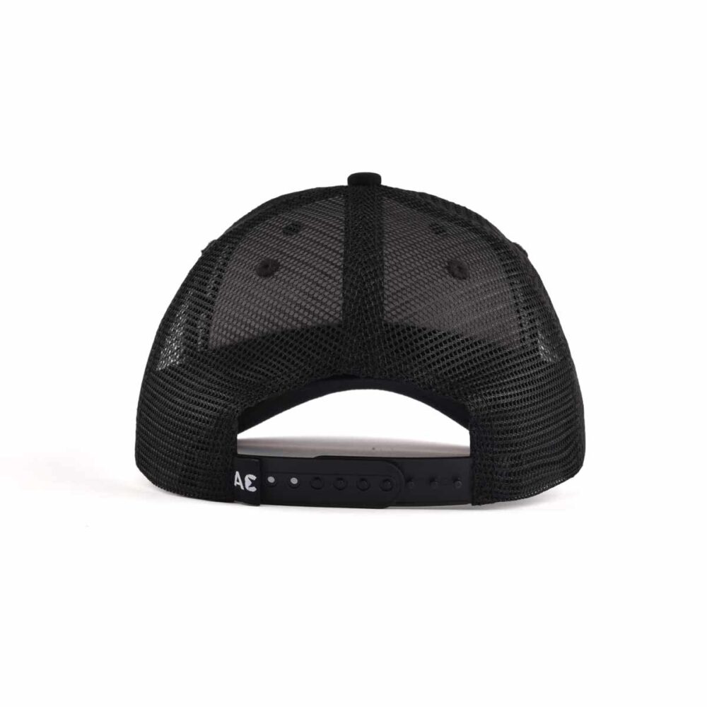 Aung-Crown-mens-black-trucker-hat-at-the-back-view-KN2101281 Aung-Crown-mens-black-trucker-hat-at-the-back-view-KN2101281