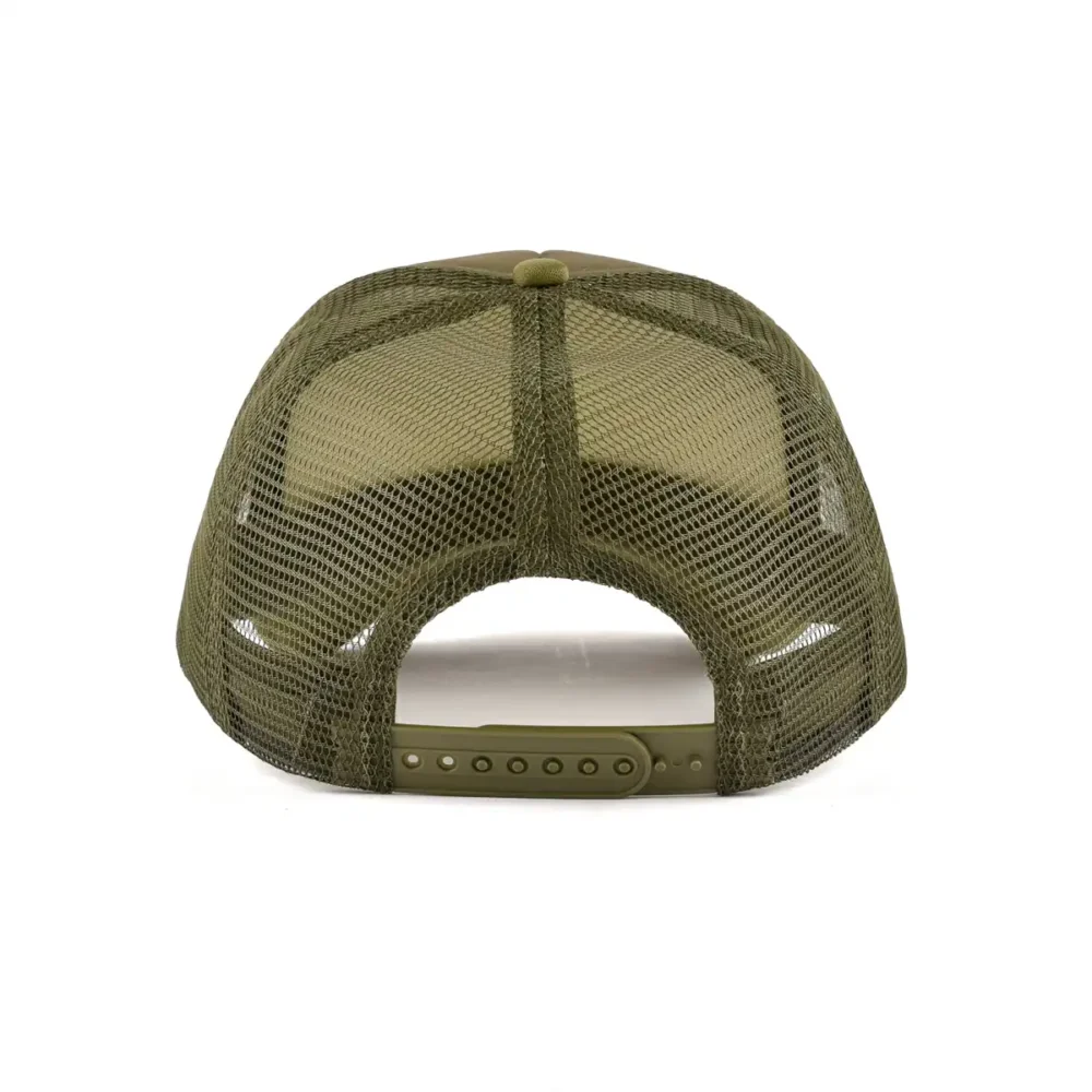 Aung-Crown-mens-green-trucker-hat-with-a-mesh-back-and-a-green-plastic-snap-closure-at-the-back-AC201024-80 Aung-Crown-mens-green-trucker-hat-with-a-mesh-back-and-a-green-plastic-snap-closure-at-the-back-AC201024-80