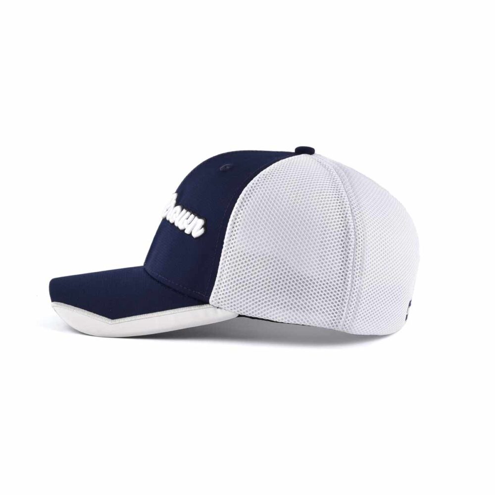 Aung-Crown-mens-sports-white-and-blue-trucker-hat-at-the-horizontal-view-KN2012121 Aung-Crown-mens-sports-white-and-blue-trucker-hat-at-the-horizontal-view-KN2012121