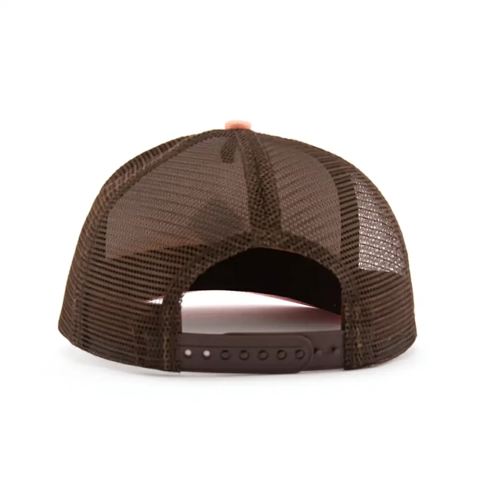 Aung-Crown-outdoor-brown-trucker-hat-withith-a-brown-plastic-snap-and-a-brown-mesh-back-KN2103043 Aung-Crown-outdoor-brown-trucker-hat-withith-a-brown-plastic-snap-and-a-brown-mesh-back-KN2103043