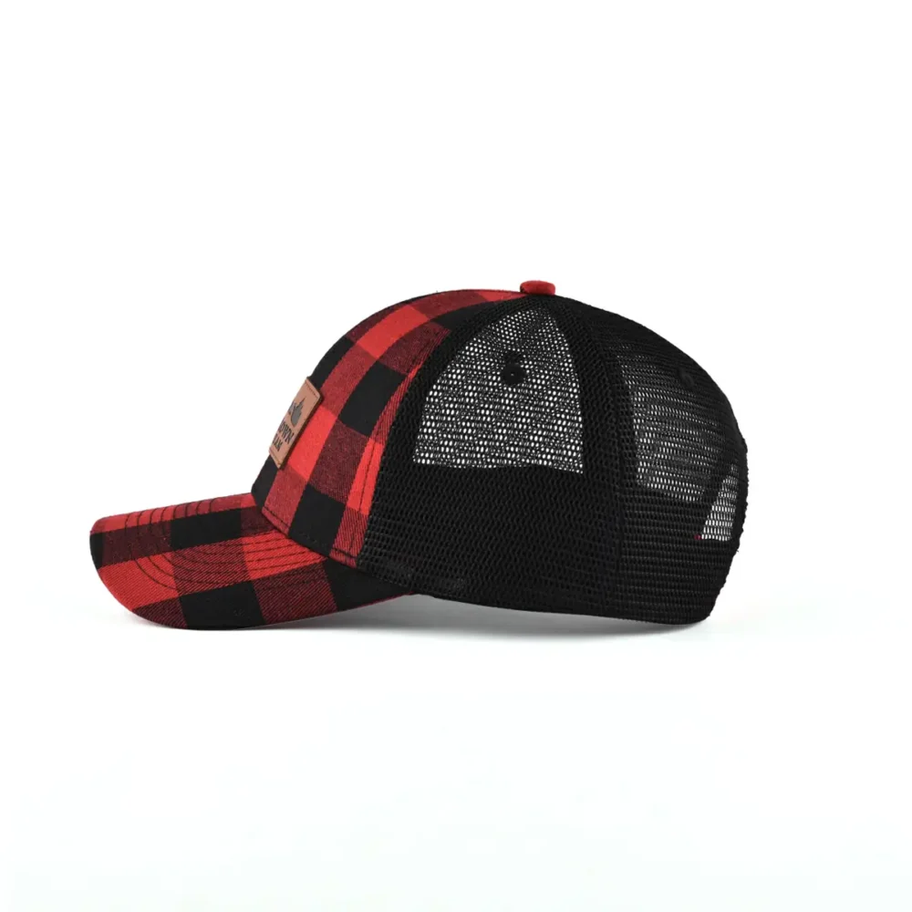 Aung-Crown-plaid-red-and-black-trucker-hat-for-outdoors-KN2012072 Aung-Crown-plaid-red-and-black-trucker-hat-for-outdoors-KN2012072