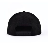 Aung-Crown-Sombrero de camionero unisex de ala plana con cierre de plástico negro y reverso con perforación láser-KN2102073
