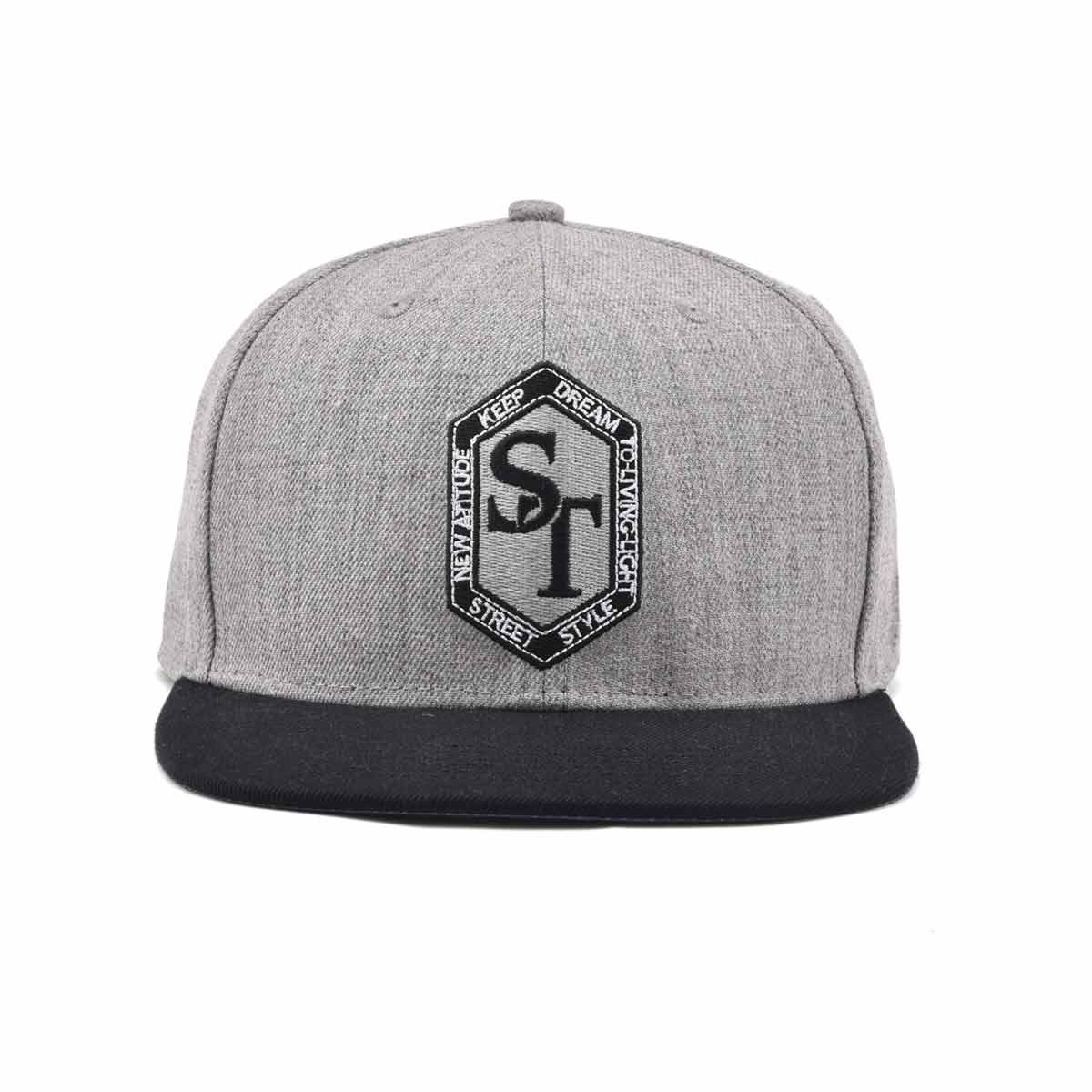 Men’s Black and Gray Snapback Hat for Sports KN2012102 - Aungcrown.com