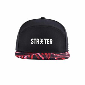 STREETER Sublimation Black and Red Trucker Hat with Rubber Patch KN20112701