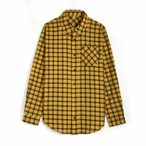 Mens Yellow Check Shirt SFA-210331-4