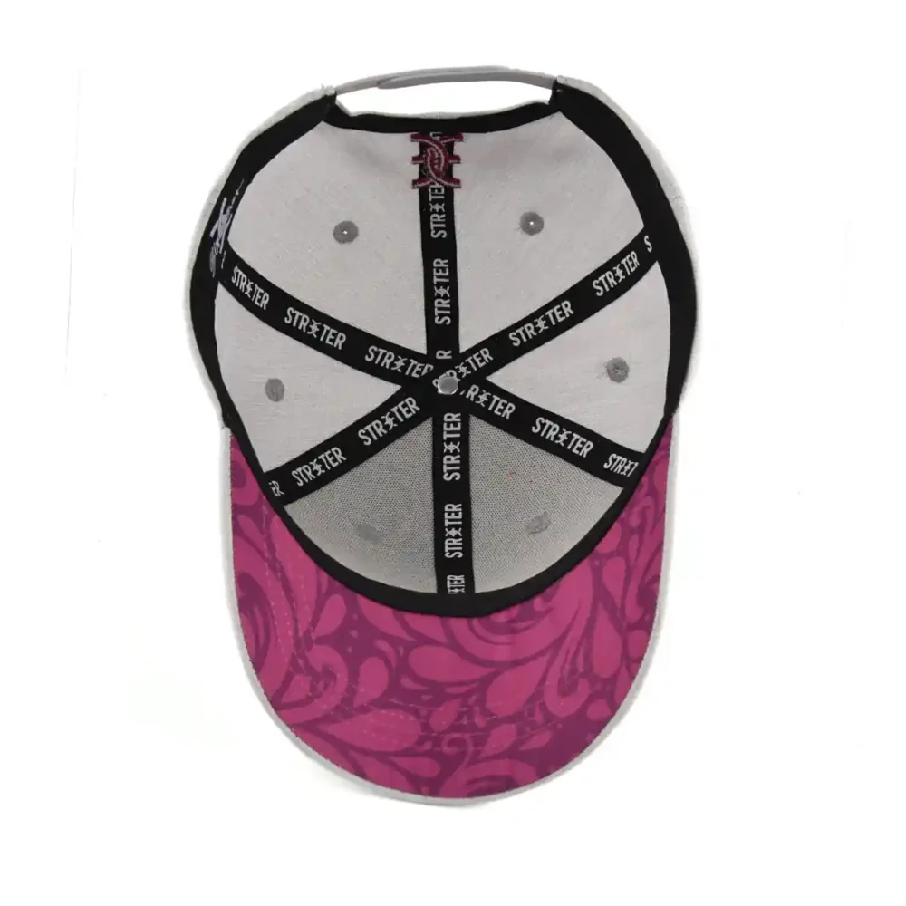 Внутренняя шапочка с розовым красным нижним ободком серой бейсбольной кепки-KN2012162 Внутренняя шапочка с розовым красным нижним ободком серой бейсбольной кепки-KN2012162