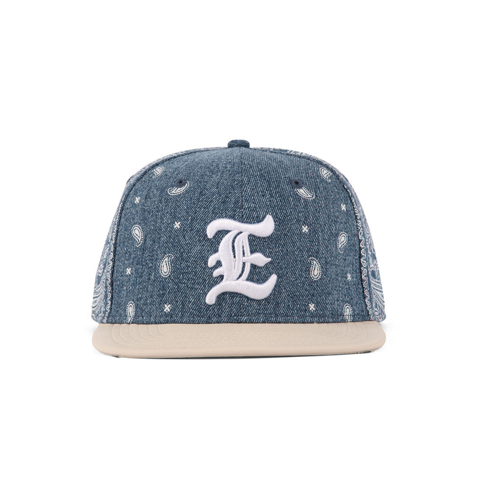 Zweifarbige Denim-Snapback-Kappe mit Paisley-Muster S2403-002 (4)