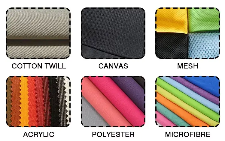 Sélection de tissus pour casquettes de papa personnalisées
