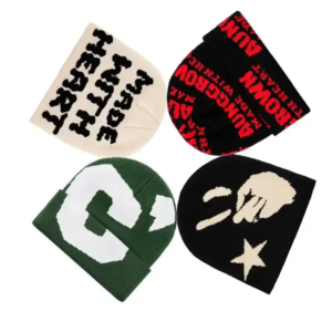 Bonnets unisexe avec logo personnalisé en jacquard et tête de mort, imprimés sur toute la surface du globe