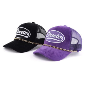 Custom 3D Embroidery Logo Custom 5 Panel Velvet Structured Trucker Hat