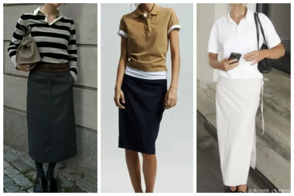 2.Polos + Faldas rectas de pata largaMedias