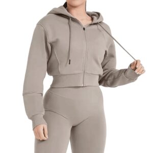 Damen Ropa Warm Langarm Yoga Full Zip Fitness Hoodie