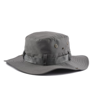 Custom Logo Quick Dry Polyester Wide Brim Bucket Hat With Strings