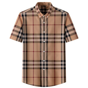 Chemise à carreaux en coton à manches courtes pour hommes sur mesure