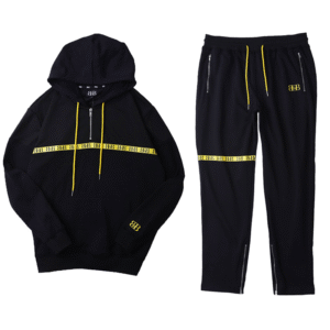 Spring Polyester Embroidered Boutique Half Zip Hoodie Pants Set for Men