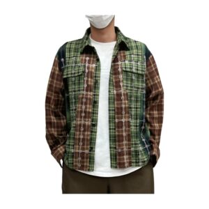 Chemise surdimensionnée en coton Streetwear à carreaux pour hommes