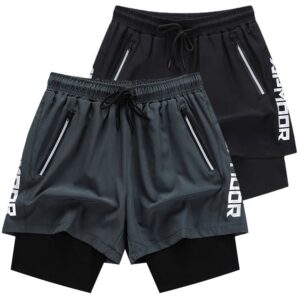 Men's Polyester Quick Dry Under Armout Gym Shorts With Pockets