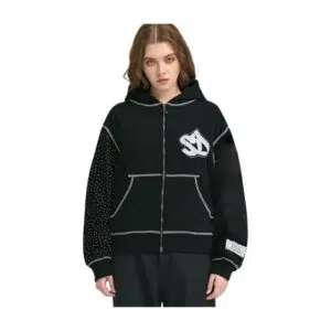 Logo brodé personnalisé pour femmes pulls à demi-fermeture éclair surdimensionné