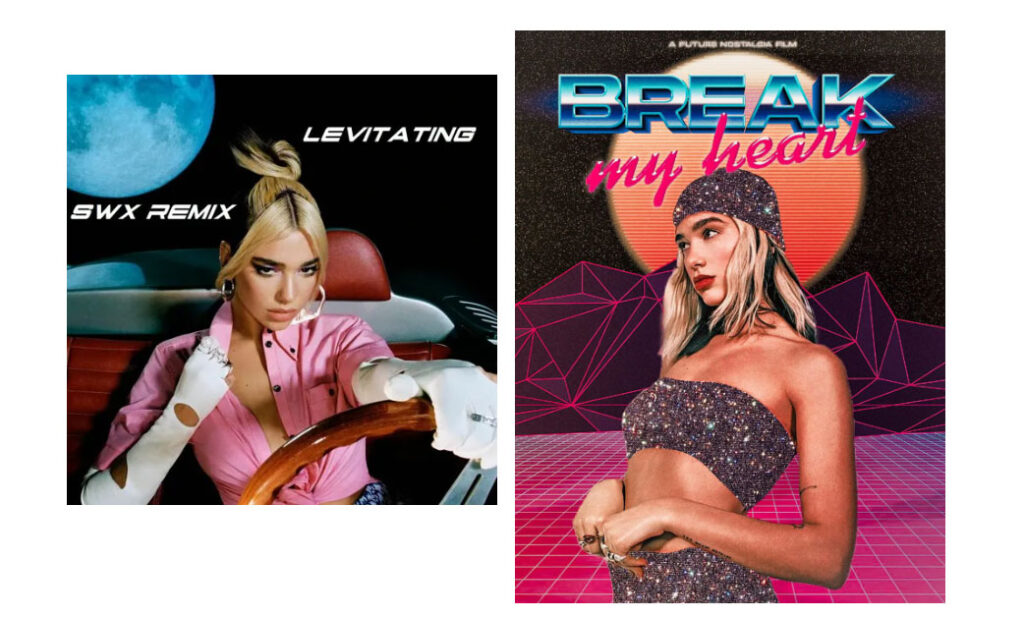 ▲Dua Lipa's "Break My Heart" vaporwave retro poster