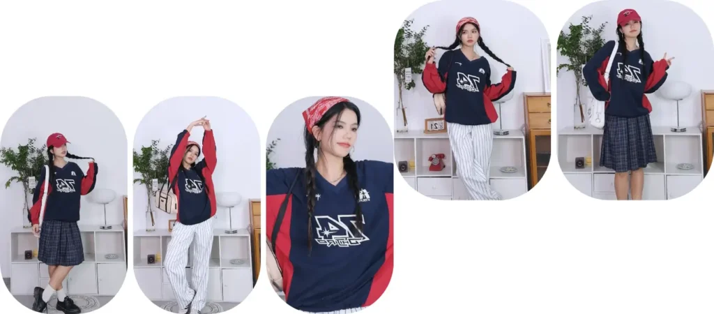 Felpa blu scuro con scollo a V