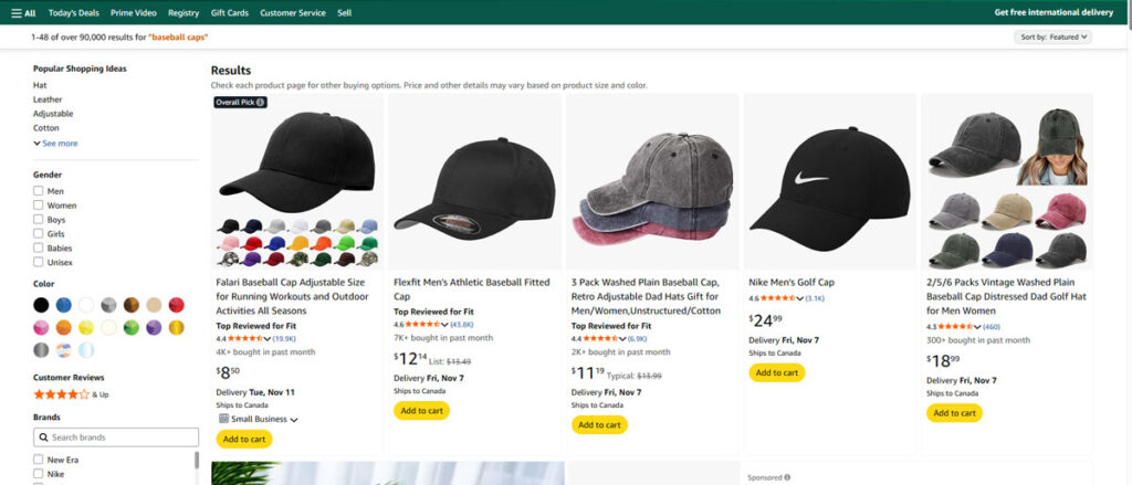 Amazon's best-selling baseball cap is priced at approximately $13.
