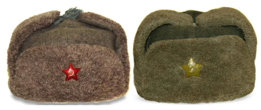 Two different types of cap badges