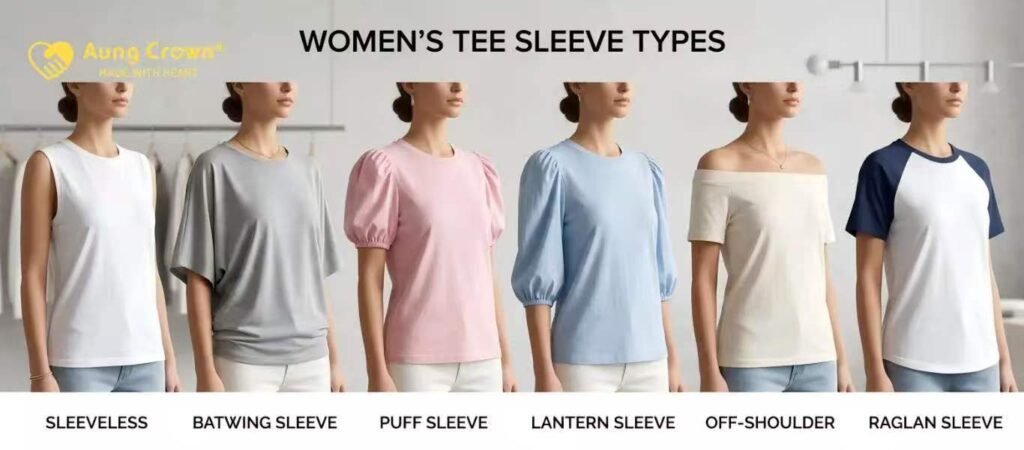 type de manche de t-shirt pour femme