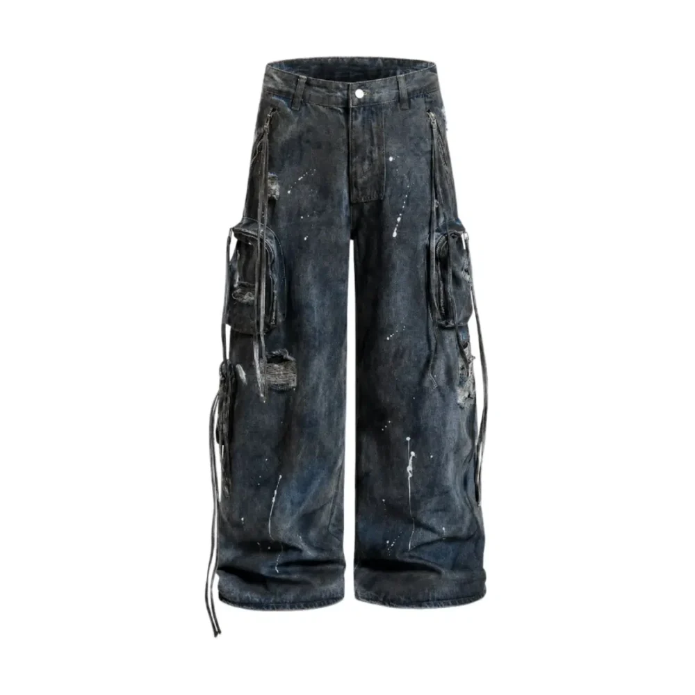 Calções jeans de carga desfiados e desgastados personalizados AG-YCPT26921 Calções jeans de carga desfiados e desgastados personalizados AG-YCPT26921