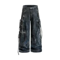 Calções jeans de carga desfiados e desgastados personalizados AG-YCPT26921
