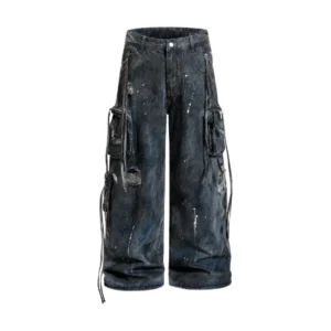 Calções jeans de carga desfiados e desgastados personalizados AG-YCPT26921