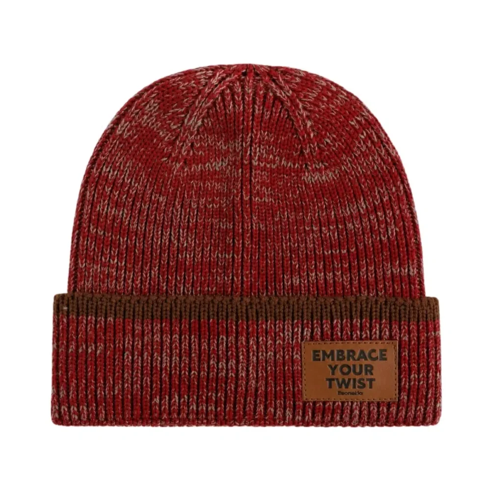 Patch in pelle PU personalizzato a due tonalità con cappuccio lavorato a maglia AG-UWBN26021-2 Patch in pelle PU personalizzato a due tonalità con cappuccio lavorato a maglia AG-UWBN26021-2