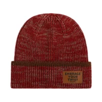 Patch in pelle PU personalizzato a due tonalità con cappuccio lavorato a maglia AG-UWBN26021-2