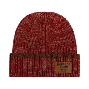 Patch in pelle PU personalizzato a due tonalità con cappuccio lavorato a maglia AG-UWBN26021-2