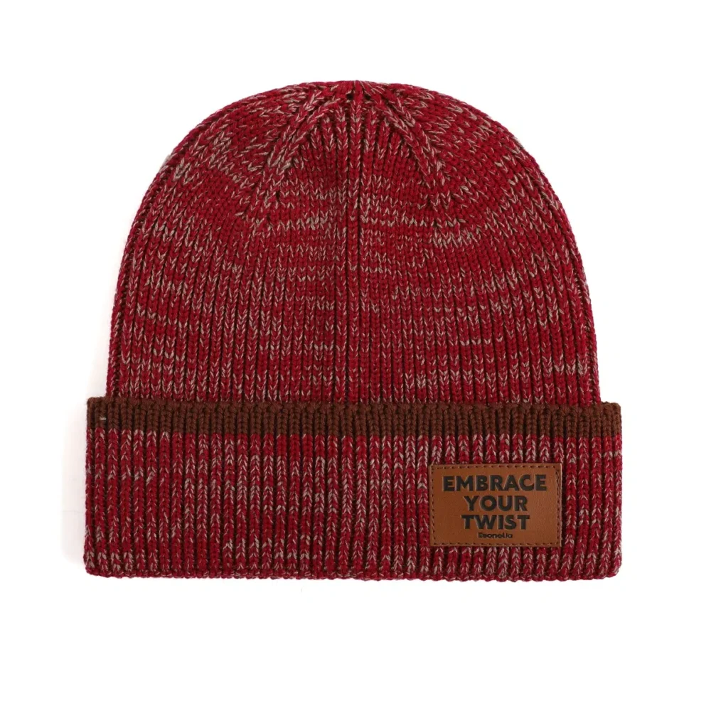 Patrón de cuero PU con dos tonos y gorro de punto AG-UWBN26021-2, vista general