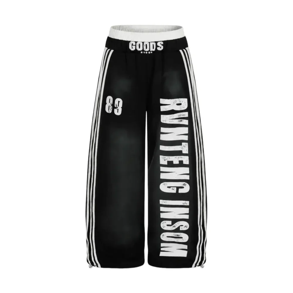 Custom Silk Print Patchwork Elastic Waistband Sweatpants AG-YCPT26926 Custom Silk Print Patchwork Elastic Waistband Sweatpants AG-YCPT26926