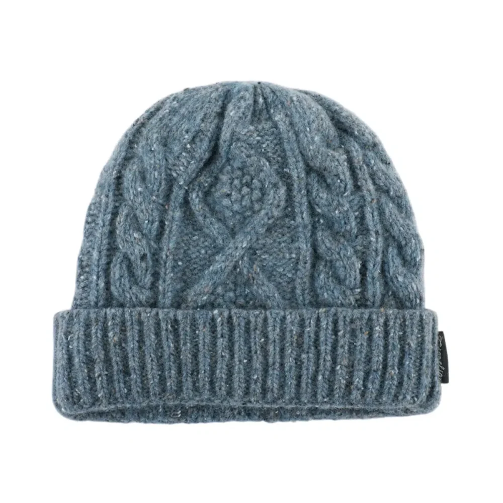 Custom Woven Label Cable Knit Cuffed Beanie, Blue AG-UWBN26024-2 Custom Woven Label Cable Knit Cuffed Beanie, Blue AG-UWBN26024-2